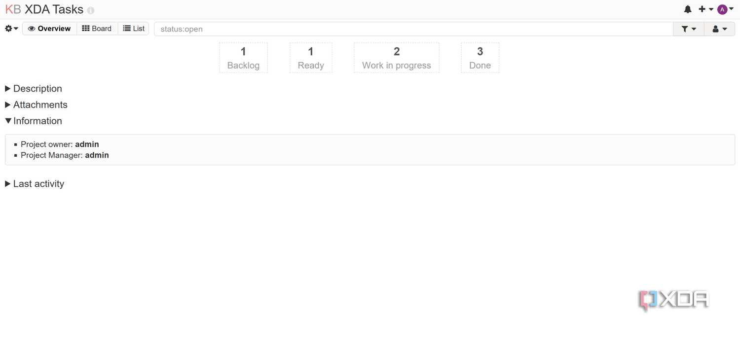 Overview in Kanboard