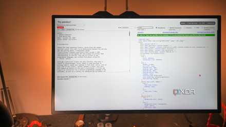 Pandoc converts a markdown file to HTML on a large PC screen in a dark room