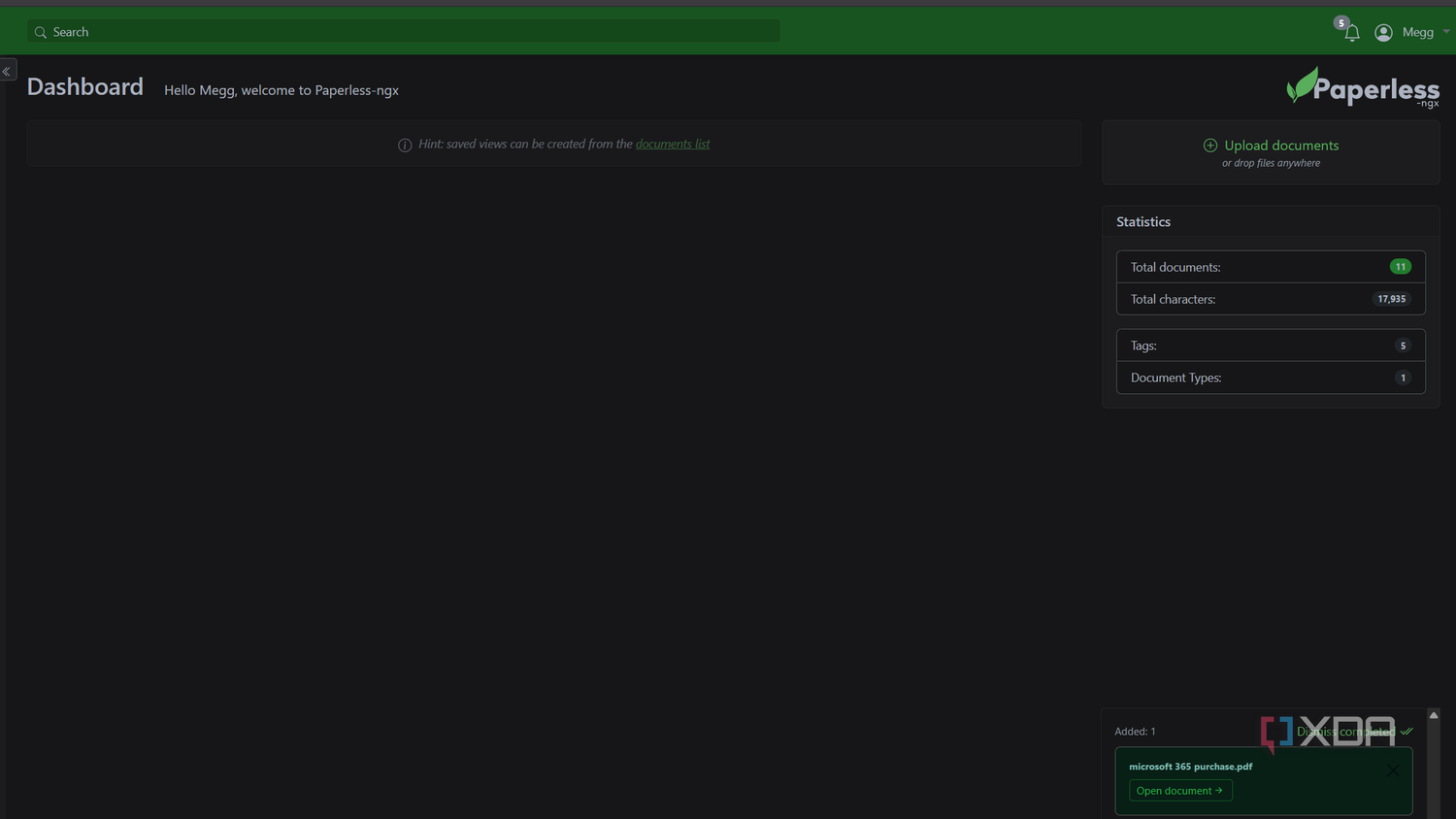 paperless-ngx dashboard