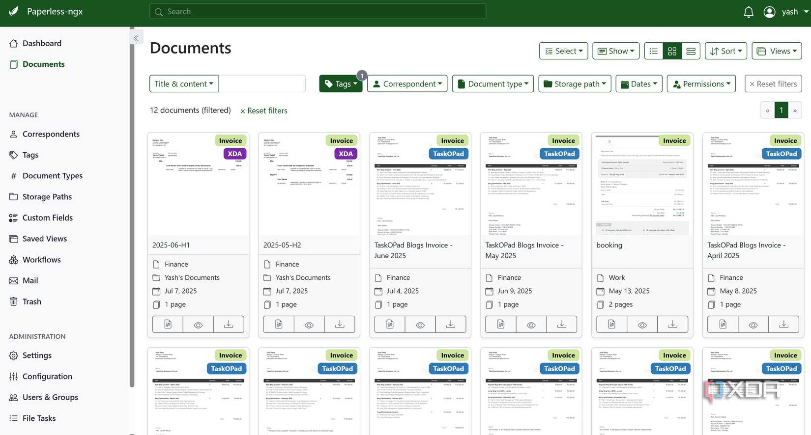 Paperless-ngx using docker container for freelancing business