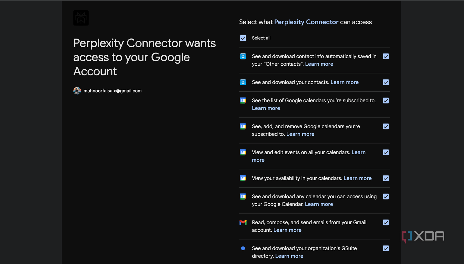 Perplexity Connector permissions required