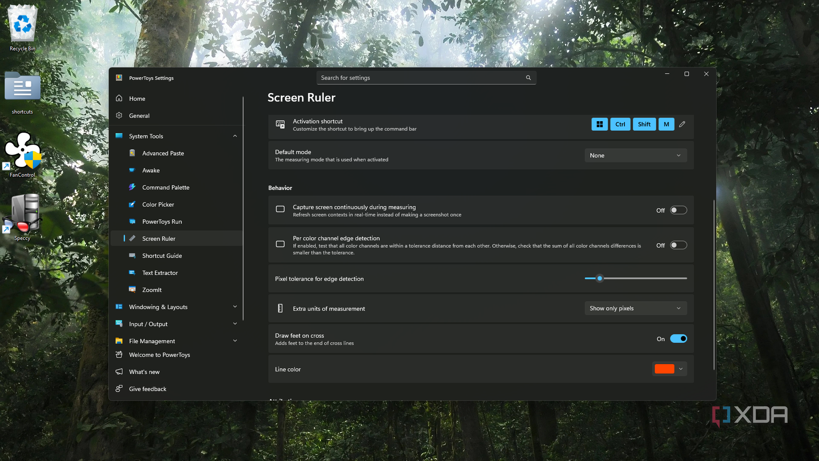 PowerToys Screen Ruler tool settings