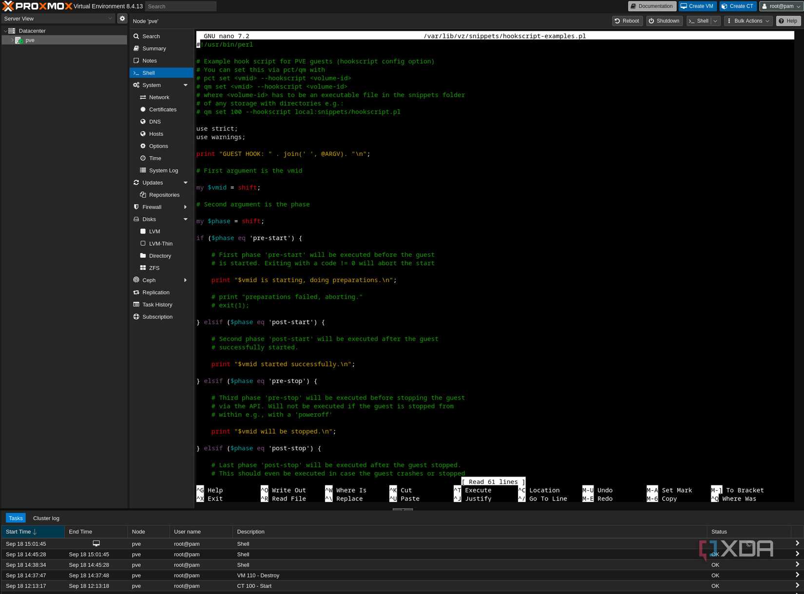 Example Proxmox hookscripts