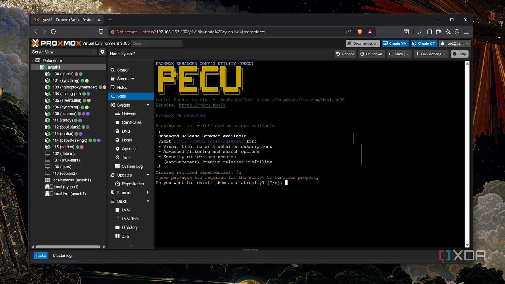 Installing the dependencies for the PECU script