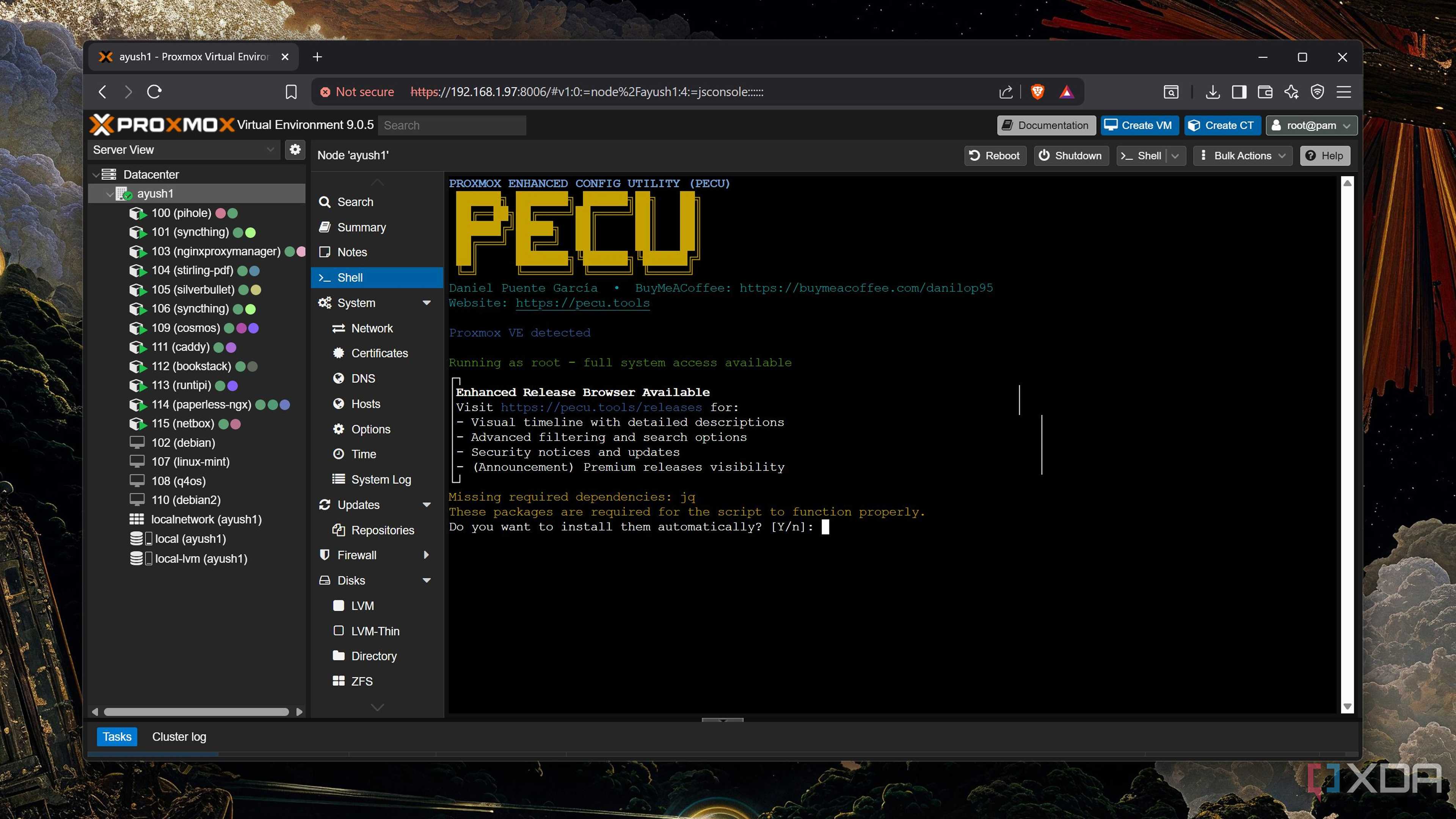 Installing the dependencies for the PECU script