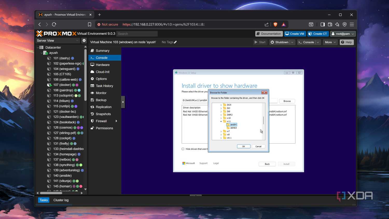 Installing Ethernet drivers on a Windows 11 machine on Proxmox