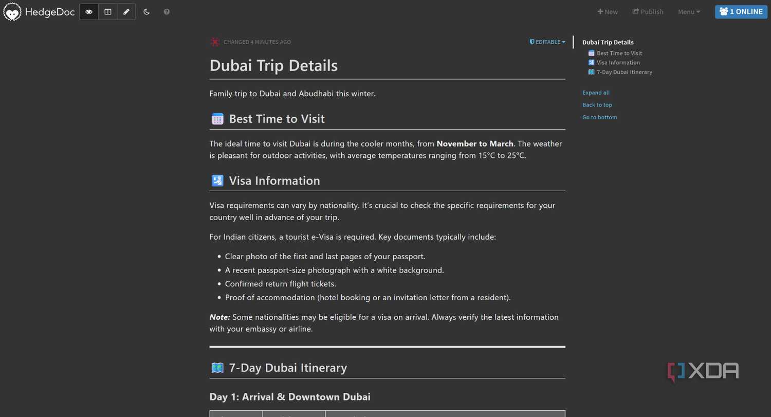 Read view in HedgeDoc