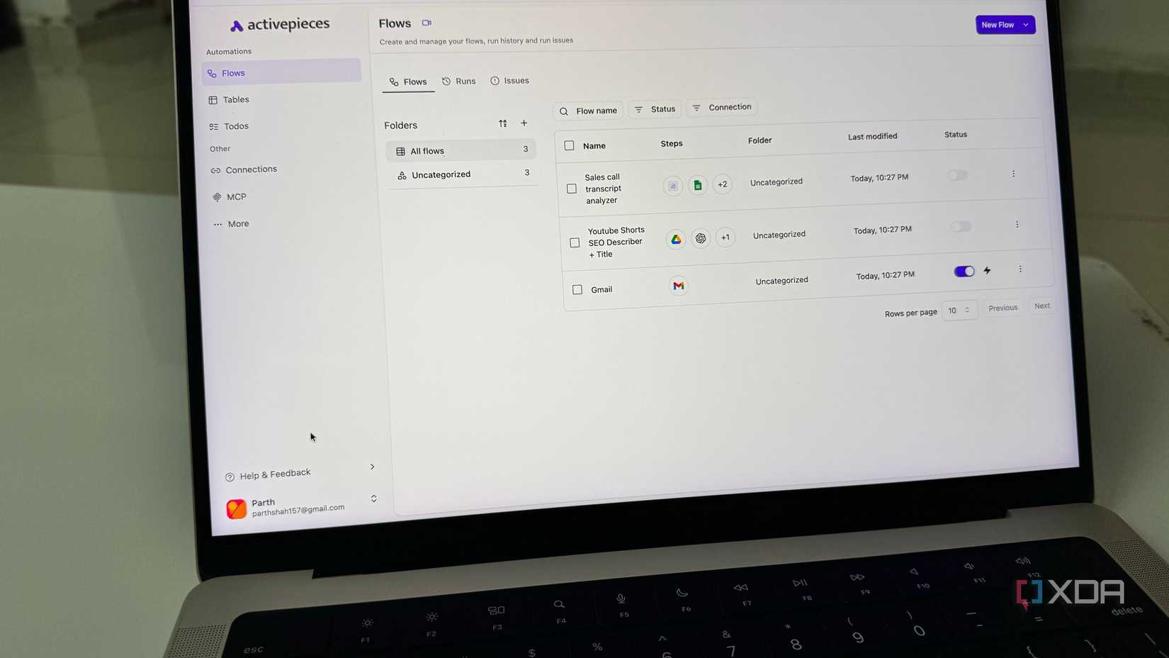 Activepieces on a laptop display