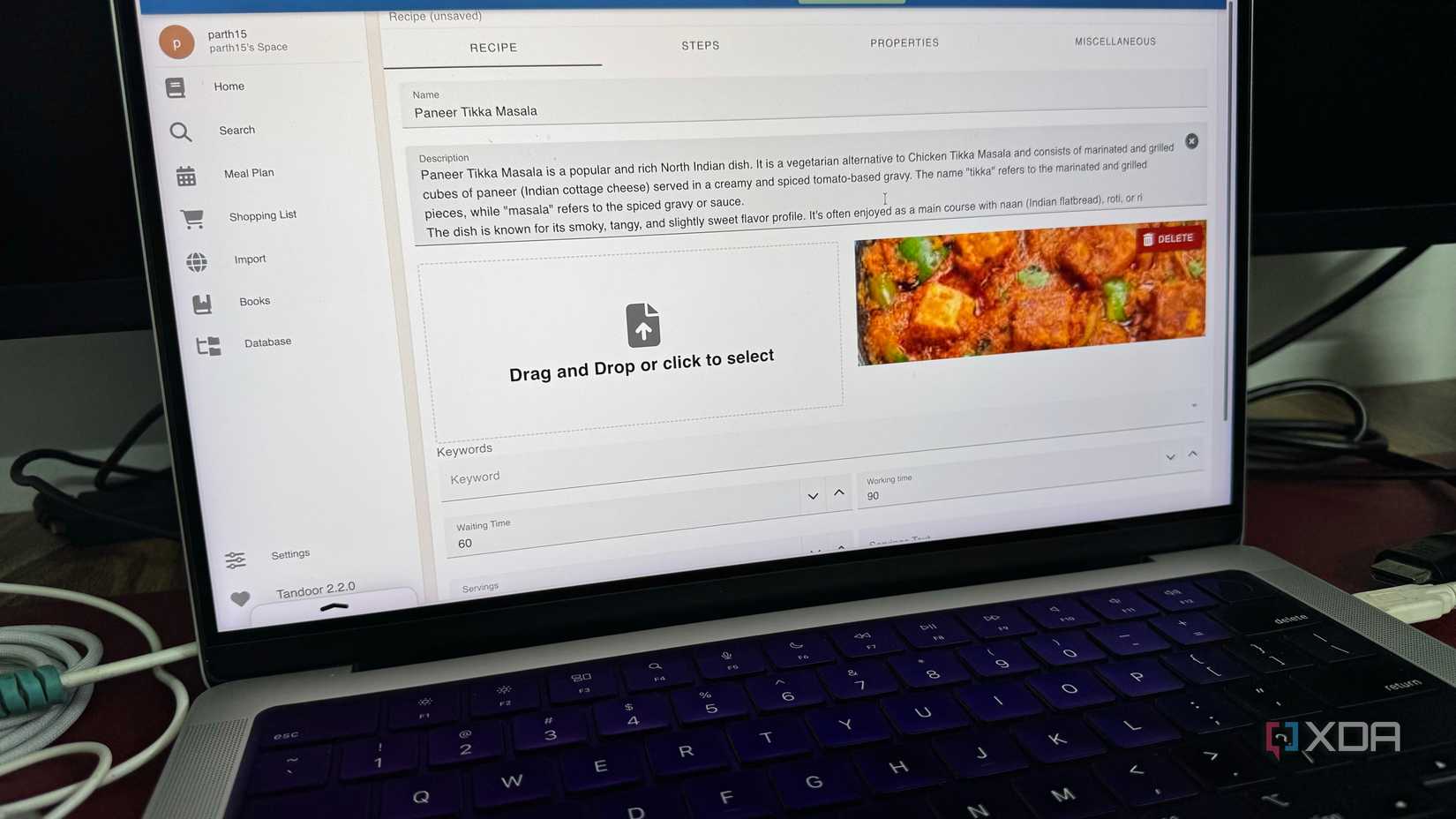 Tandoor on laptop screen