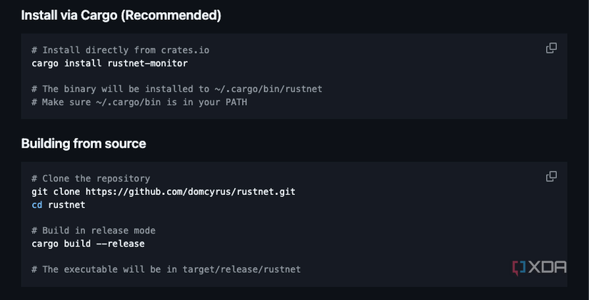 Rustnet github page