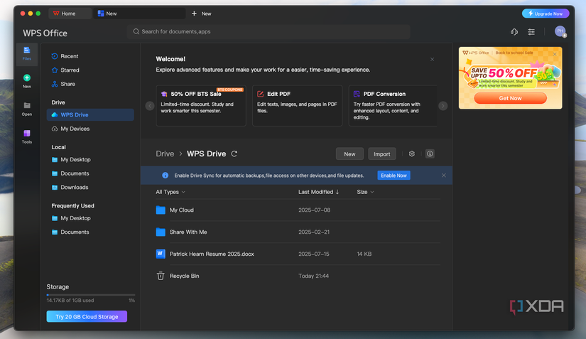A screenshot of WPS Office's interface.