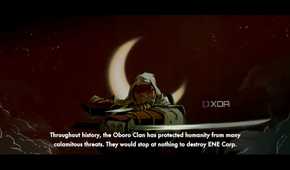 A screenshot of a cutscene with Joe in Shinobi: Art of Vengeance