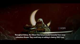A screenshot of a cutscene with Joe in Shinobi: Art of Vengeance