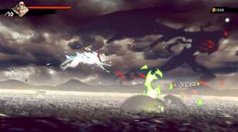 A screenshot of Joe riding his wolf in Shinobi: Art of Vengeance