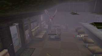 Fighting an air screamer in Silent Hill (1999).