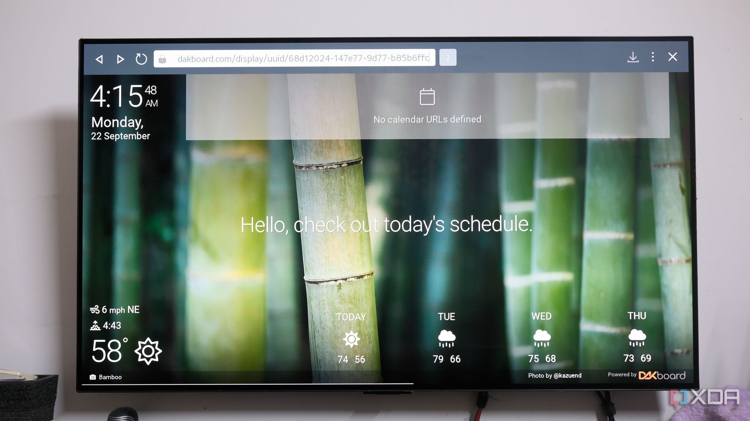 A dashboard running in a browser on a smart TV as part of a home lab