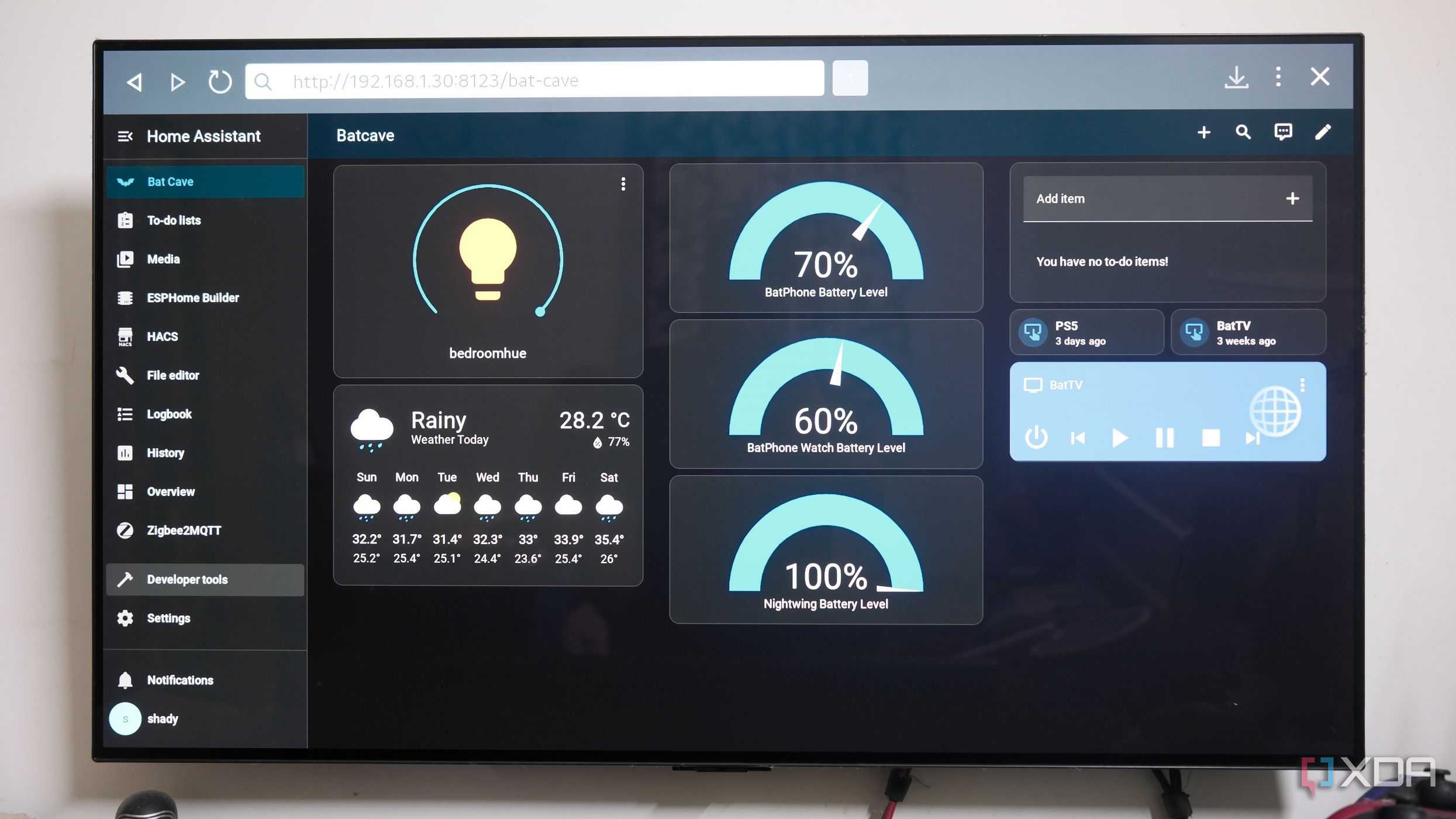 Photo of Home Assistant on TV