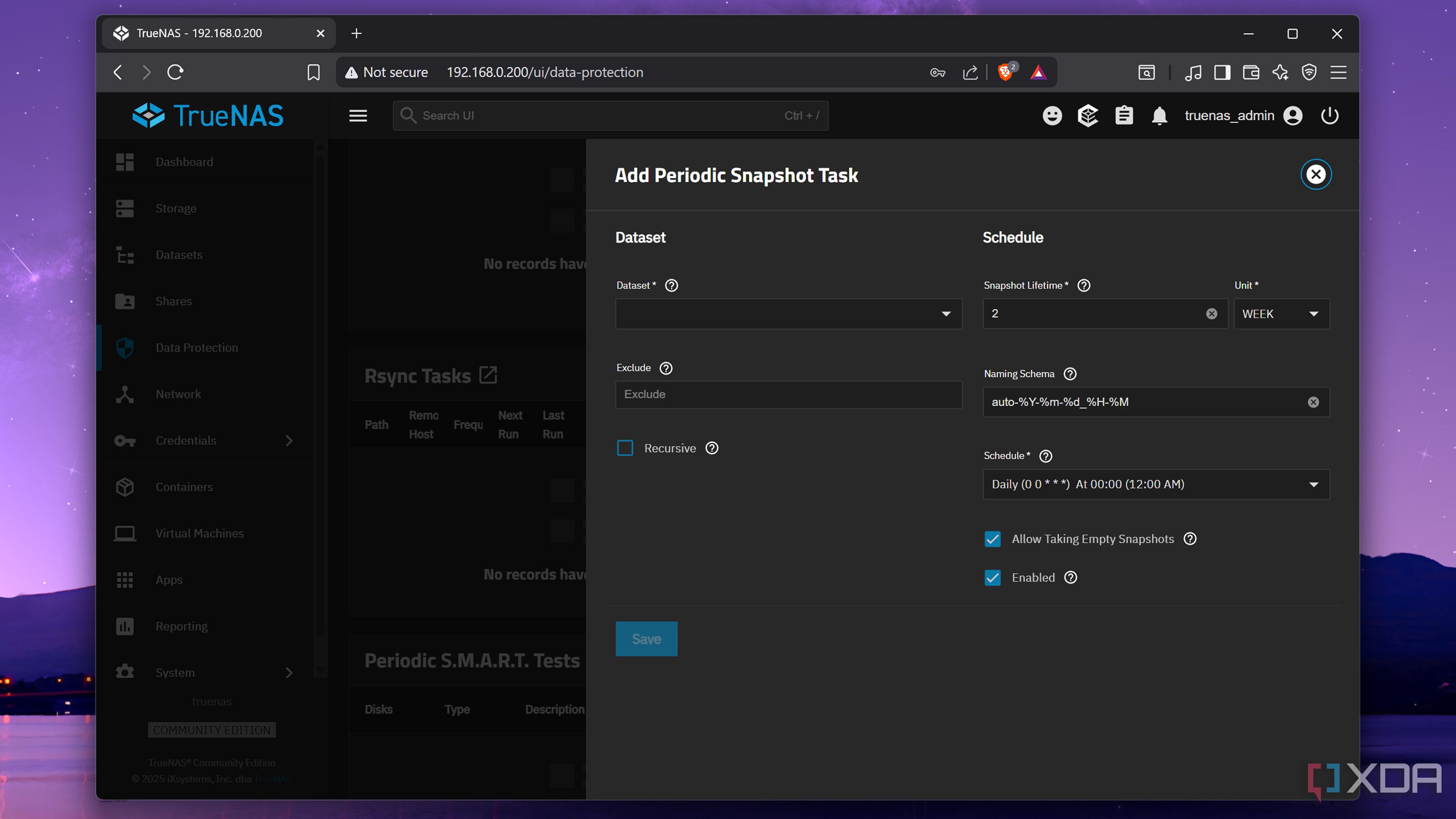 Adding a Periodic Snapshot Task in TrueNAS