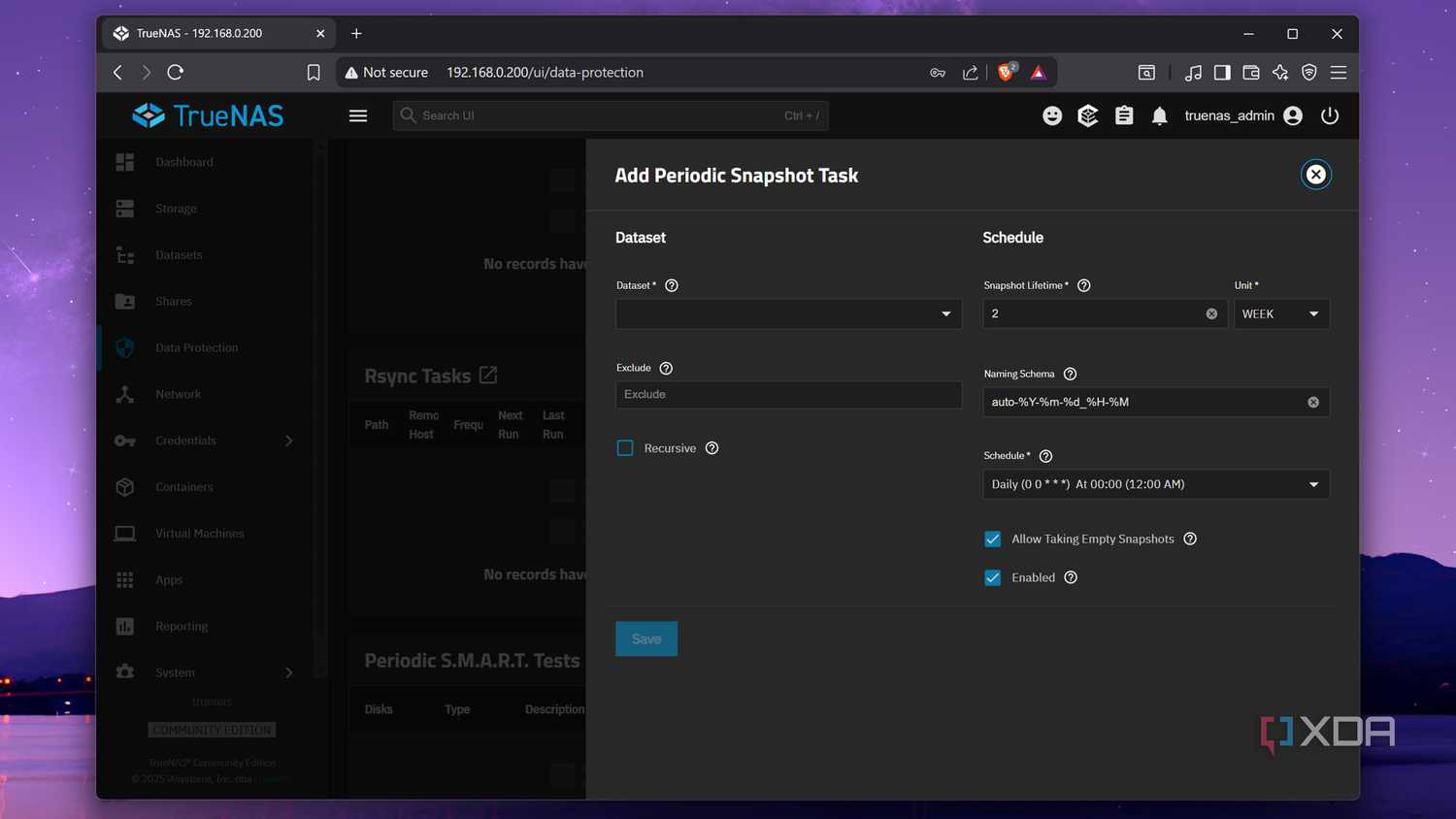 Adding a Periodic Snapshot Task in TrueNAS