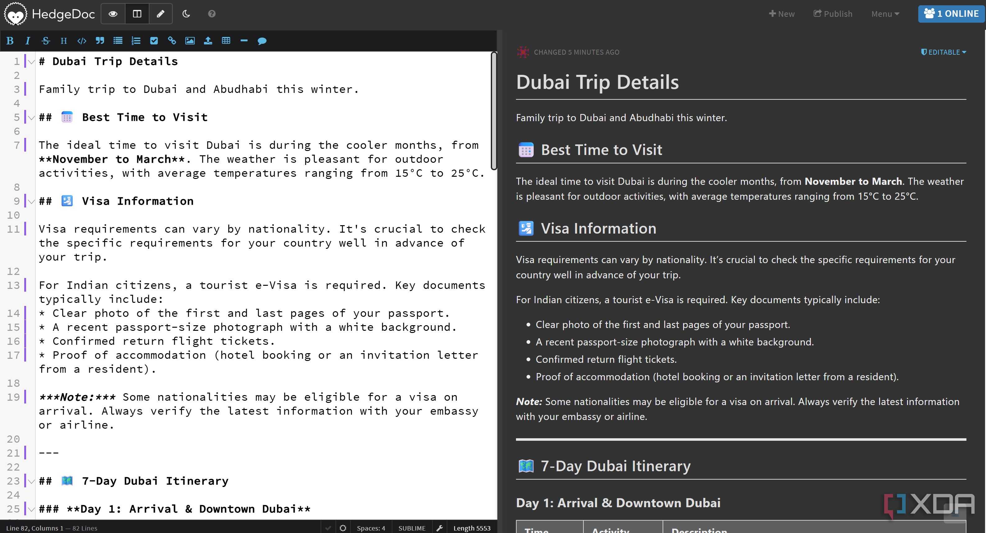 Split view in HedgeDoc