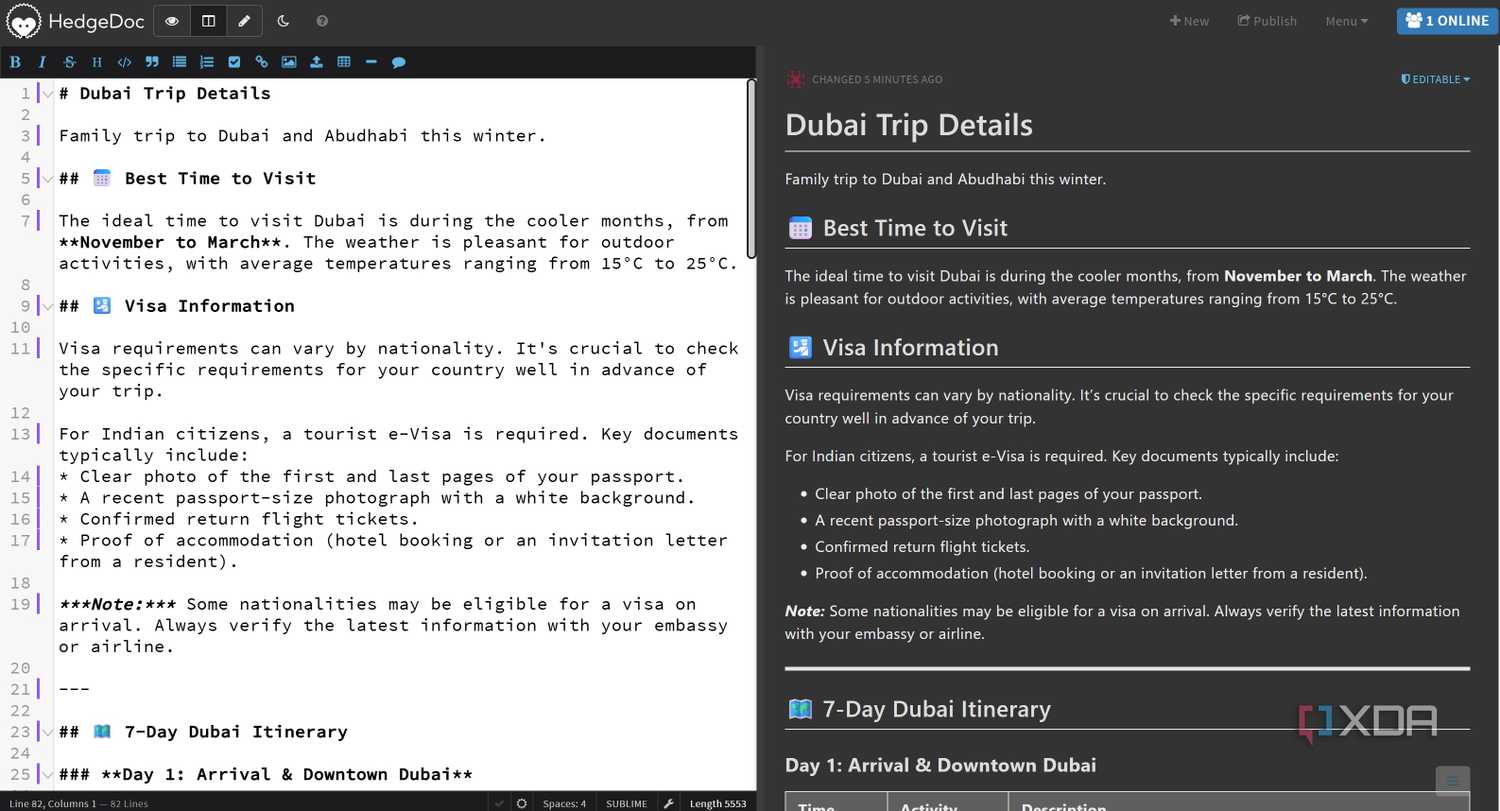 Split view in HedgeDoc