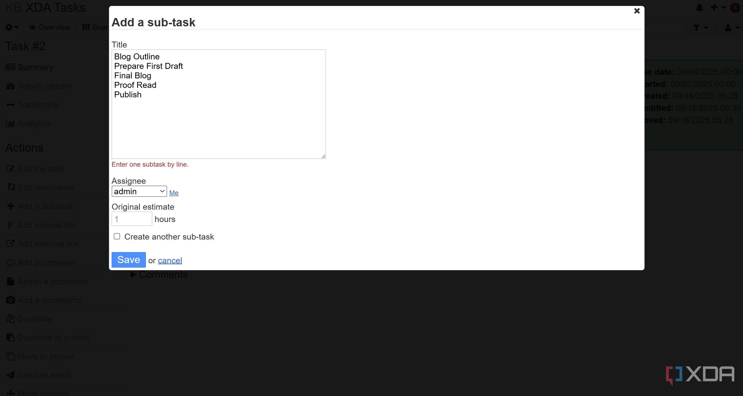 Sub task in Kanboard