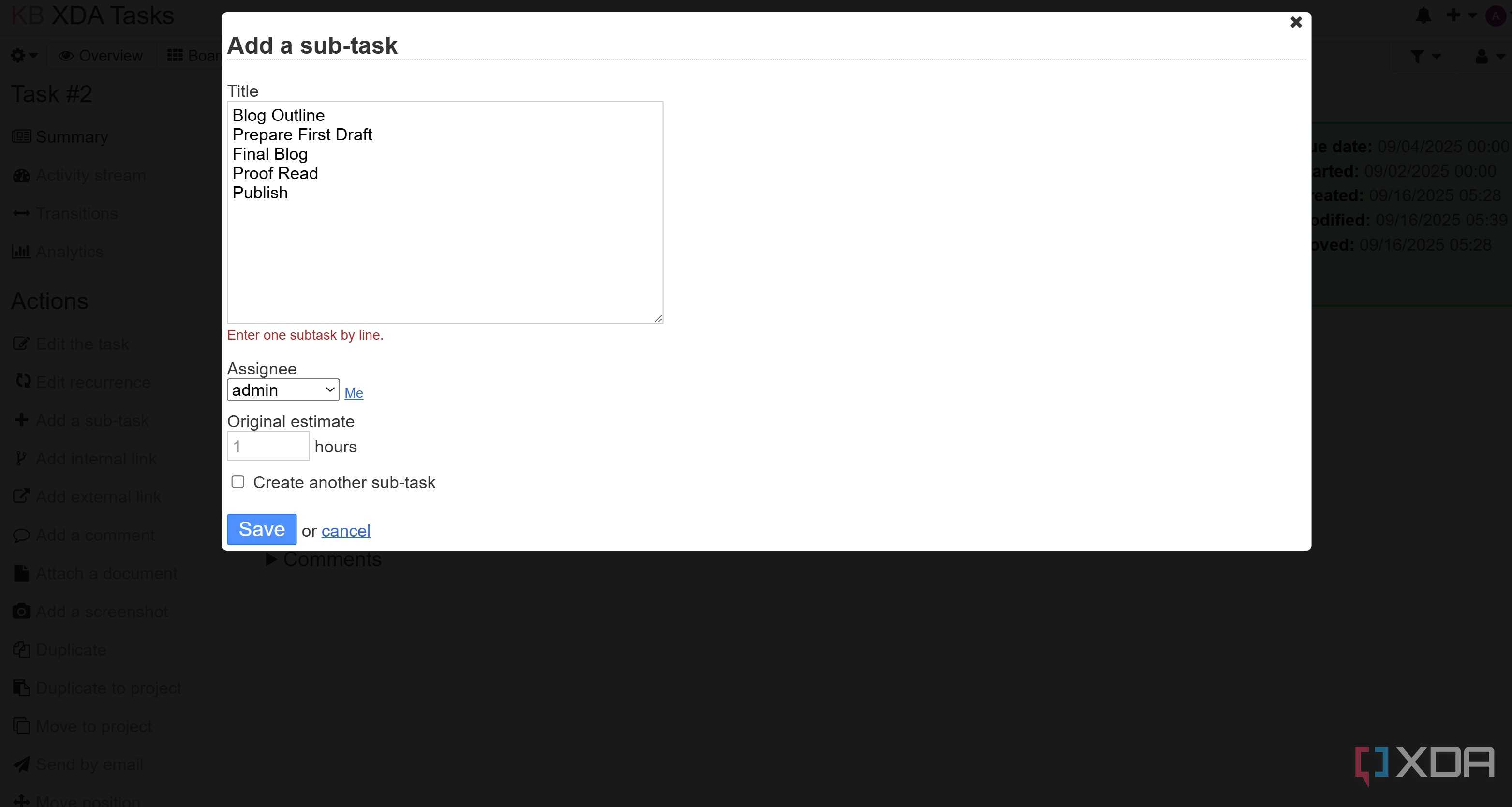 Sub task in Kanboard