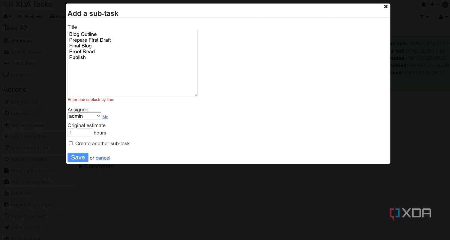 Sub task in Kanboard