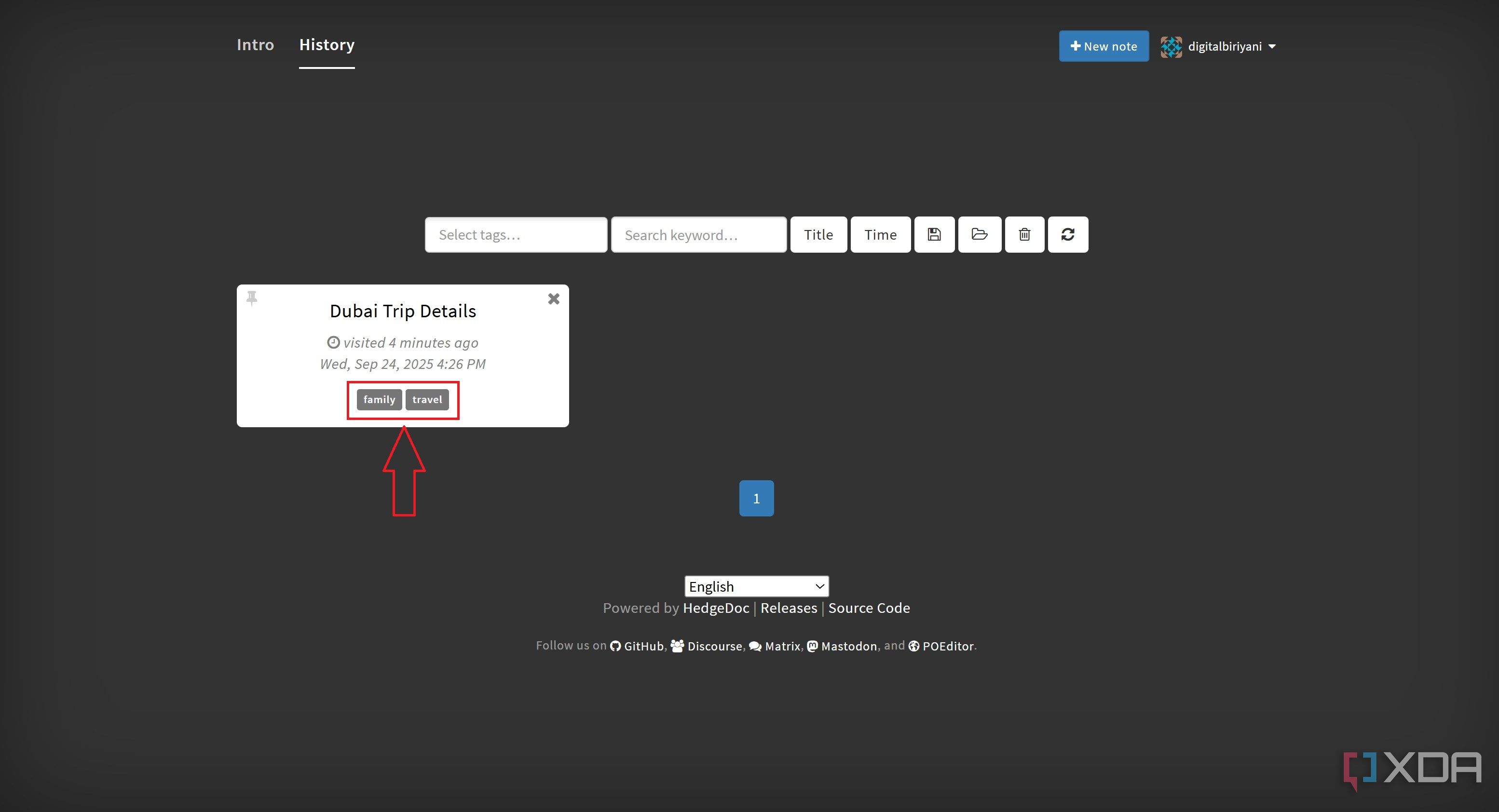 Tags in HedgeDoc