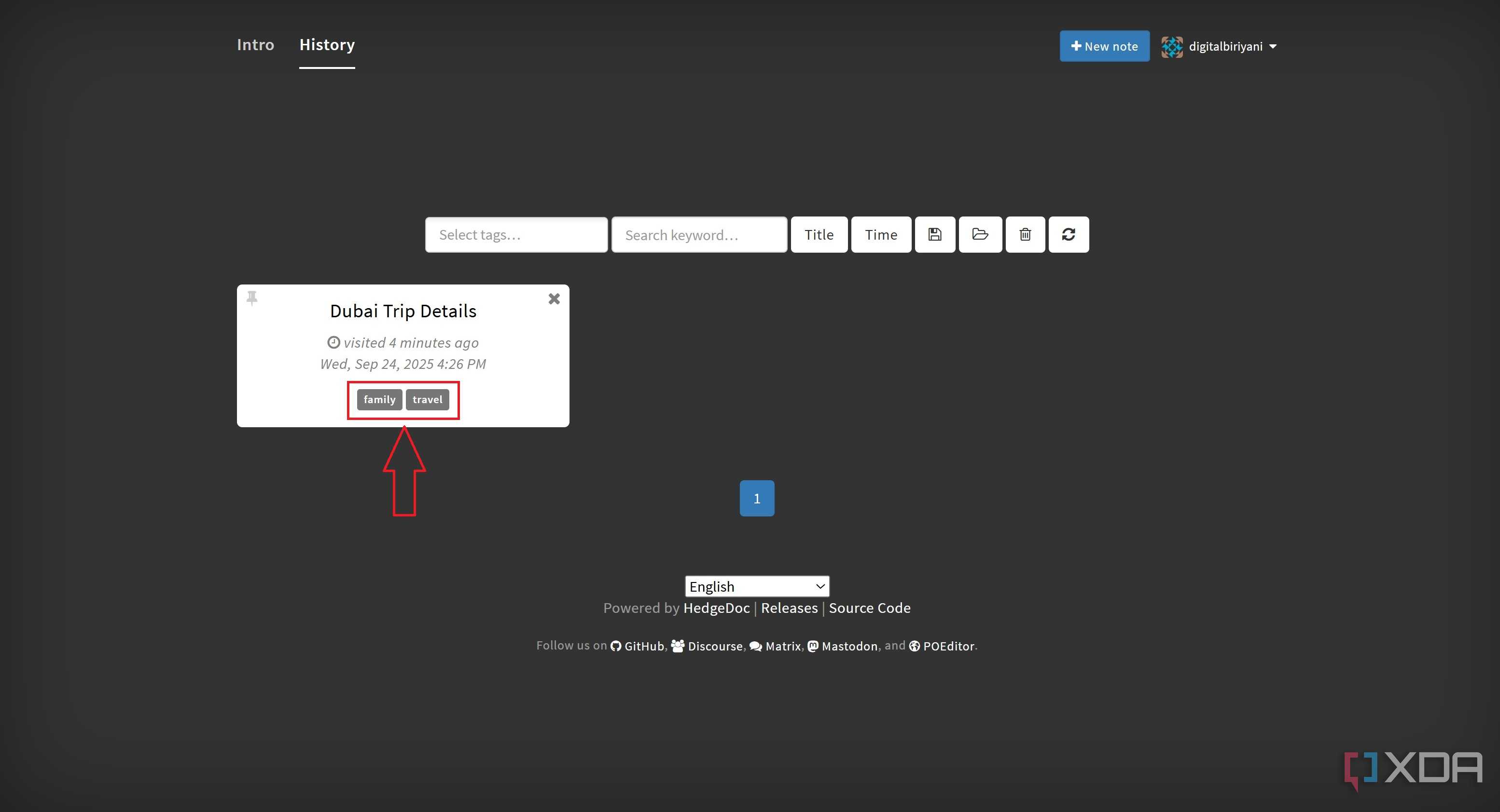Tags in HedgeDoc