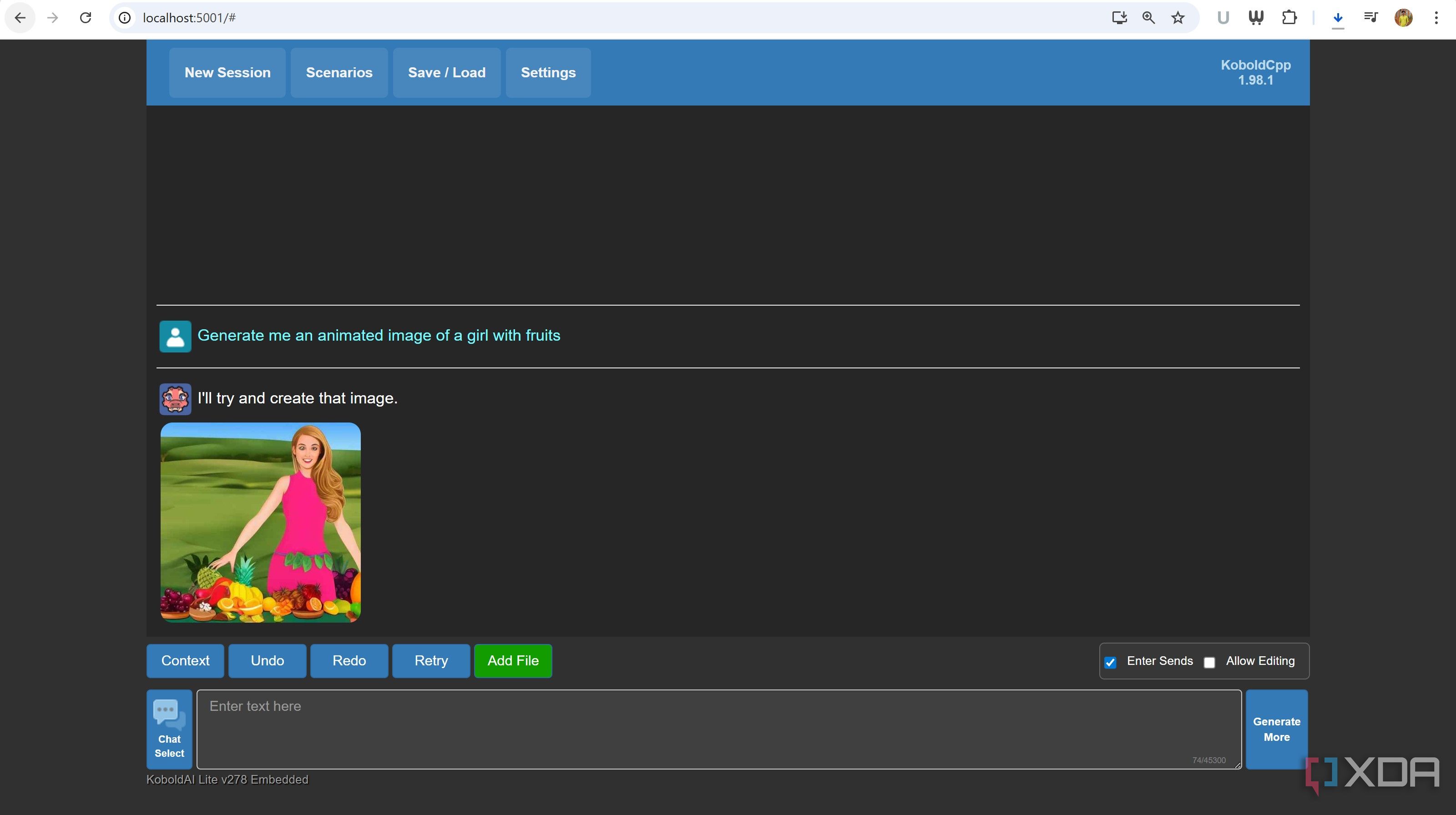 text to image in koboldcpp example 1