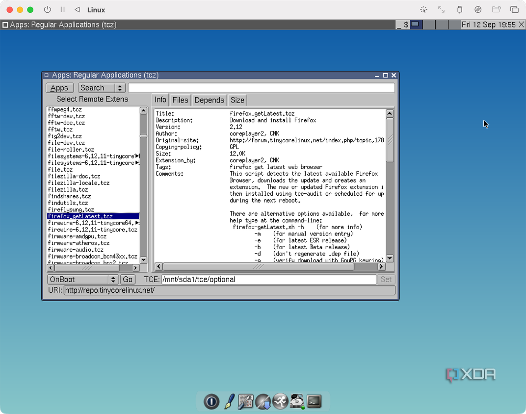 Tiny Core install fourth screen