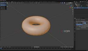Toggling between Edit and Object modde in Blender, donut shape on canvas
