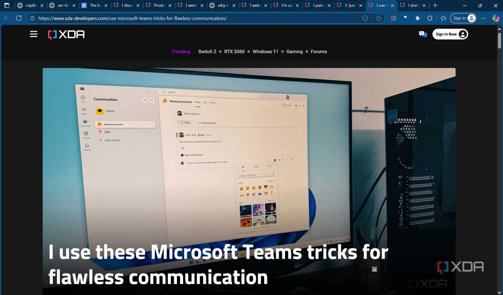 Screenshot of too many open tabs on browser
