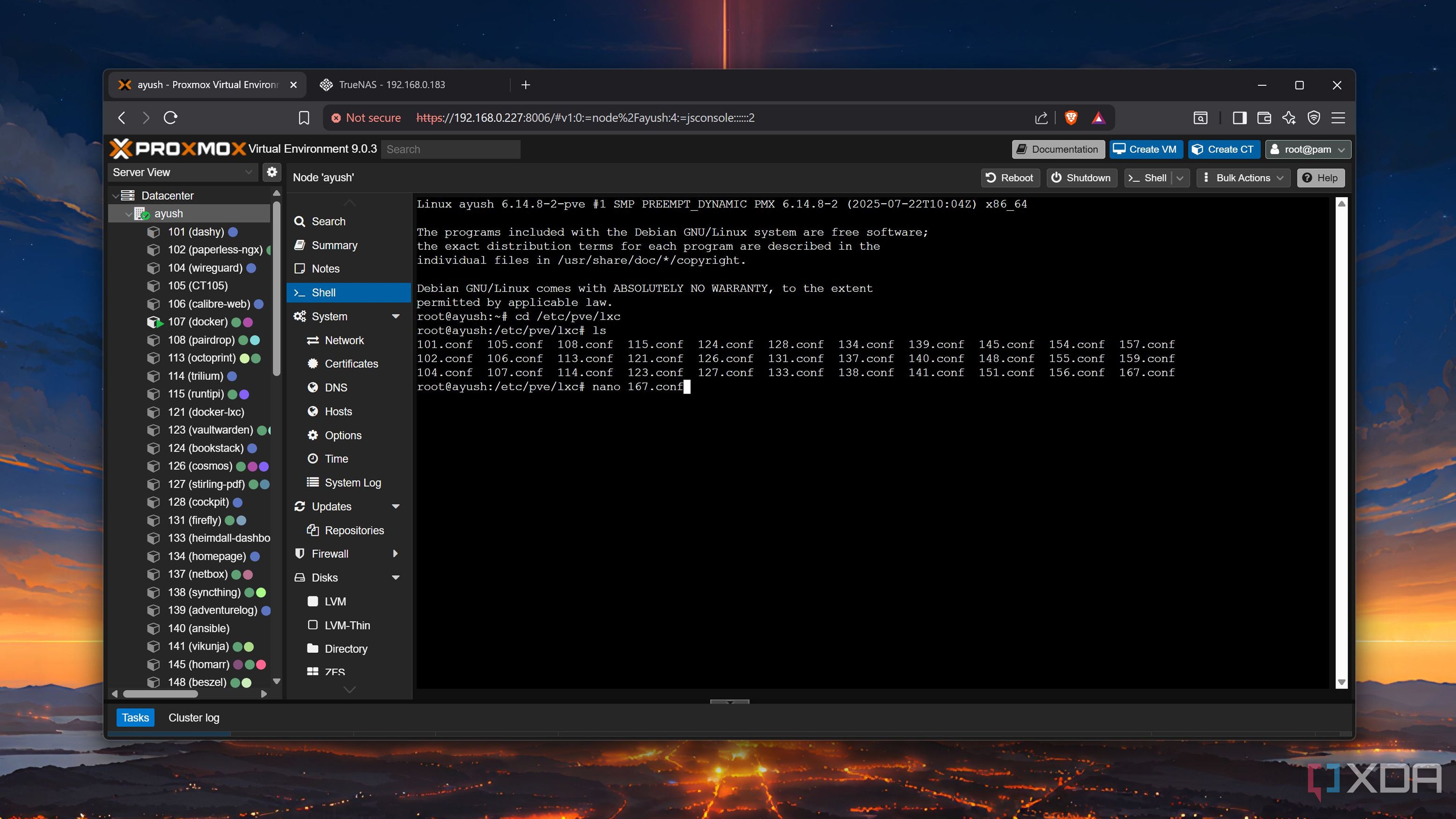 Viewing the config files in Proxmox