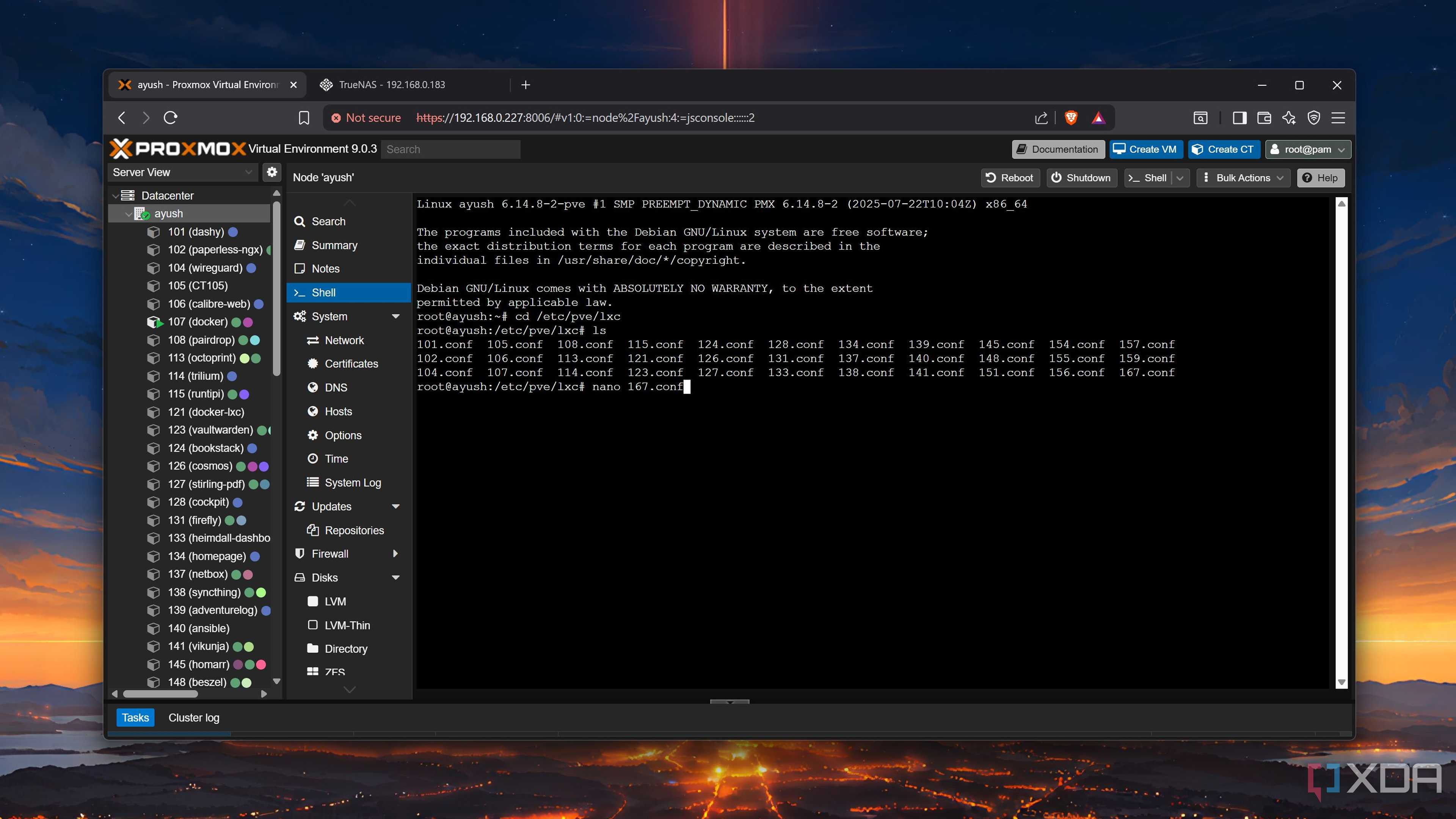 Viewing the config files in Proxmox