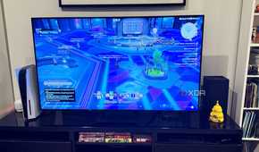 My existing TV and console setup, with Final Fantasy XIV running on the PS5.