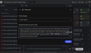 Typing a prompt in the Create report box in NotebookLM