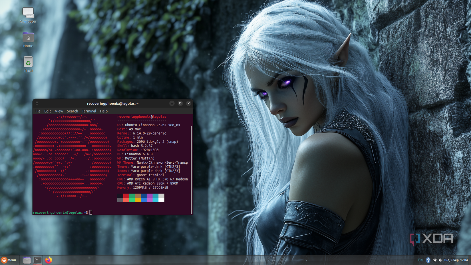 Ubuntu Cinnamon running neofetch