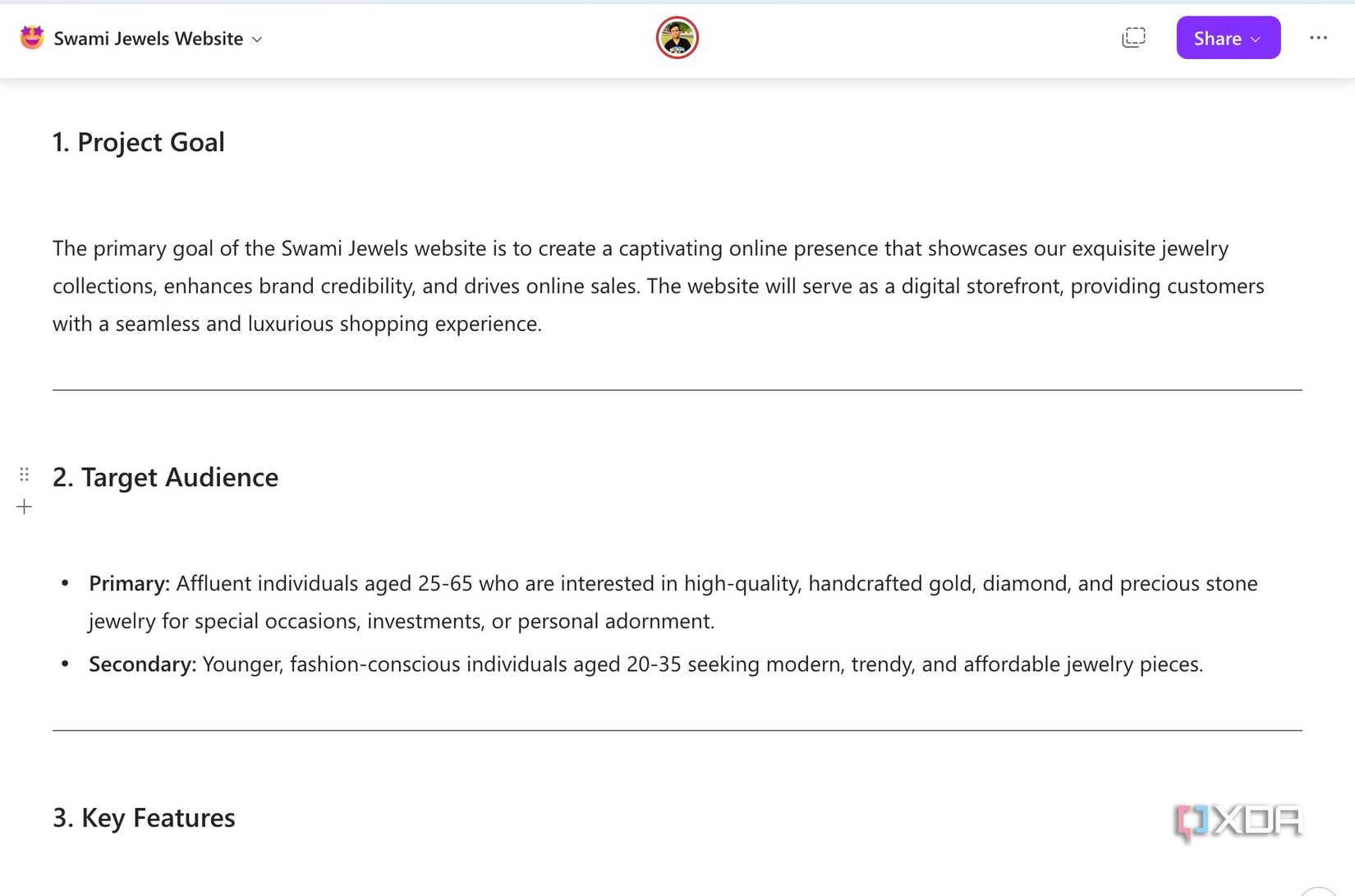 Microsoft Loop project brief