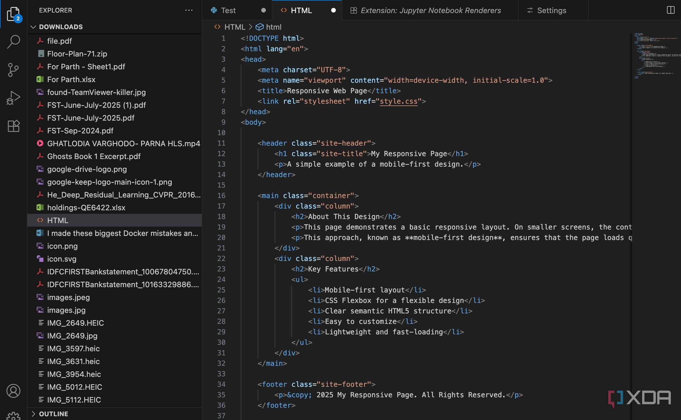 VSCodium HTML code