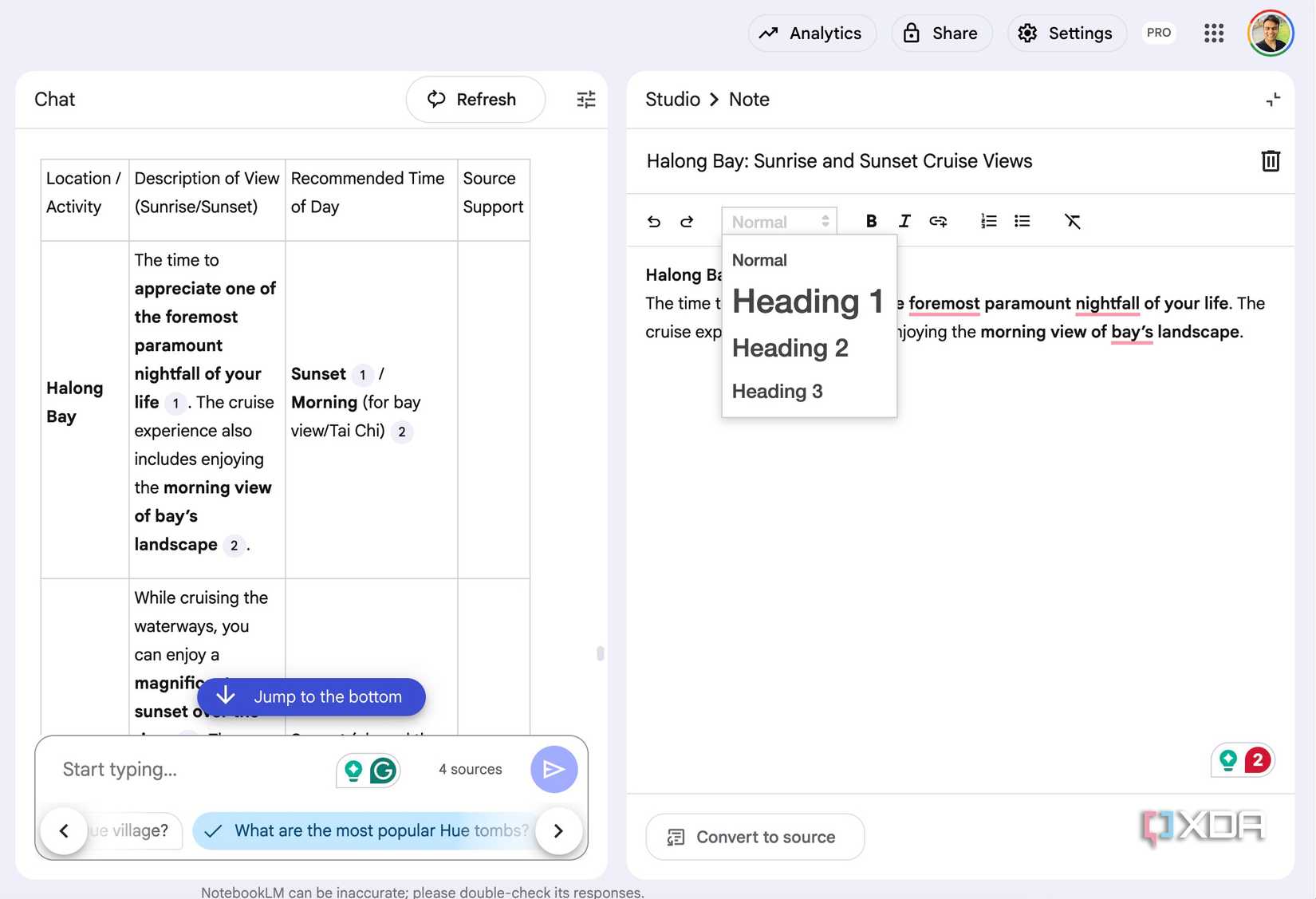 creating notes in NotebookLM