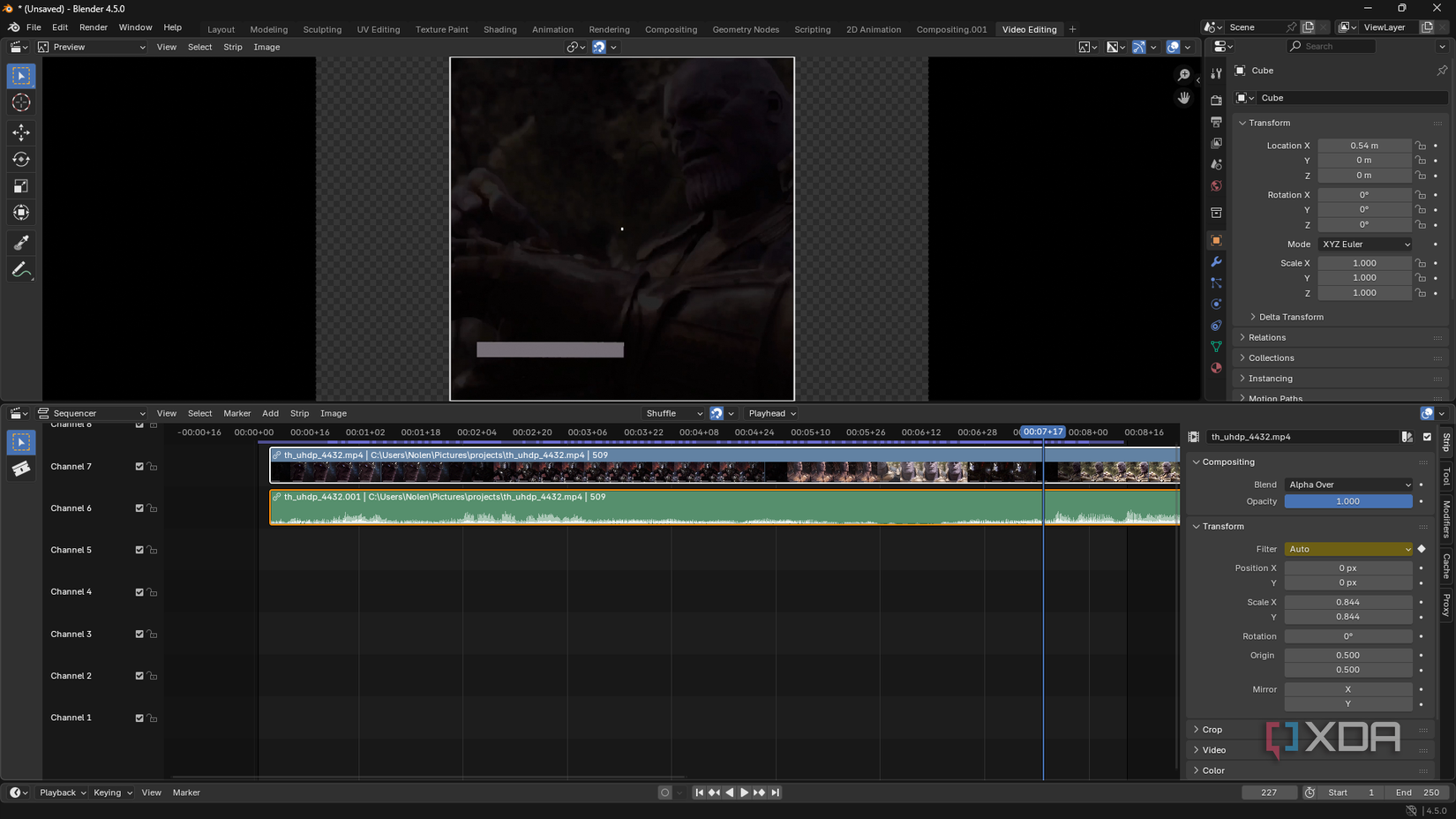 Video editing in Blender