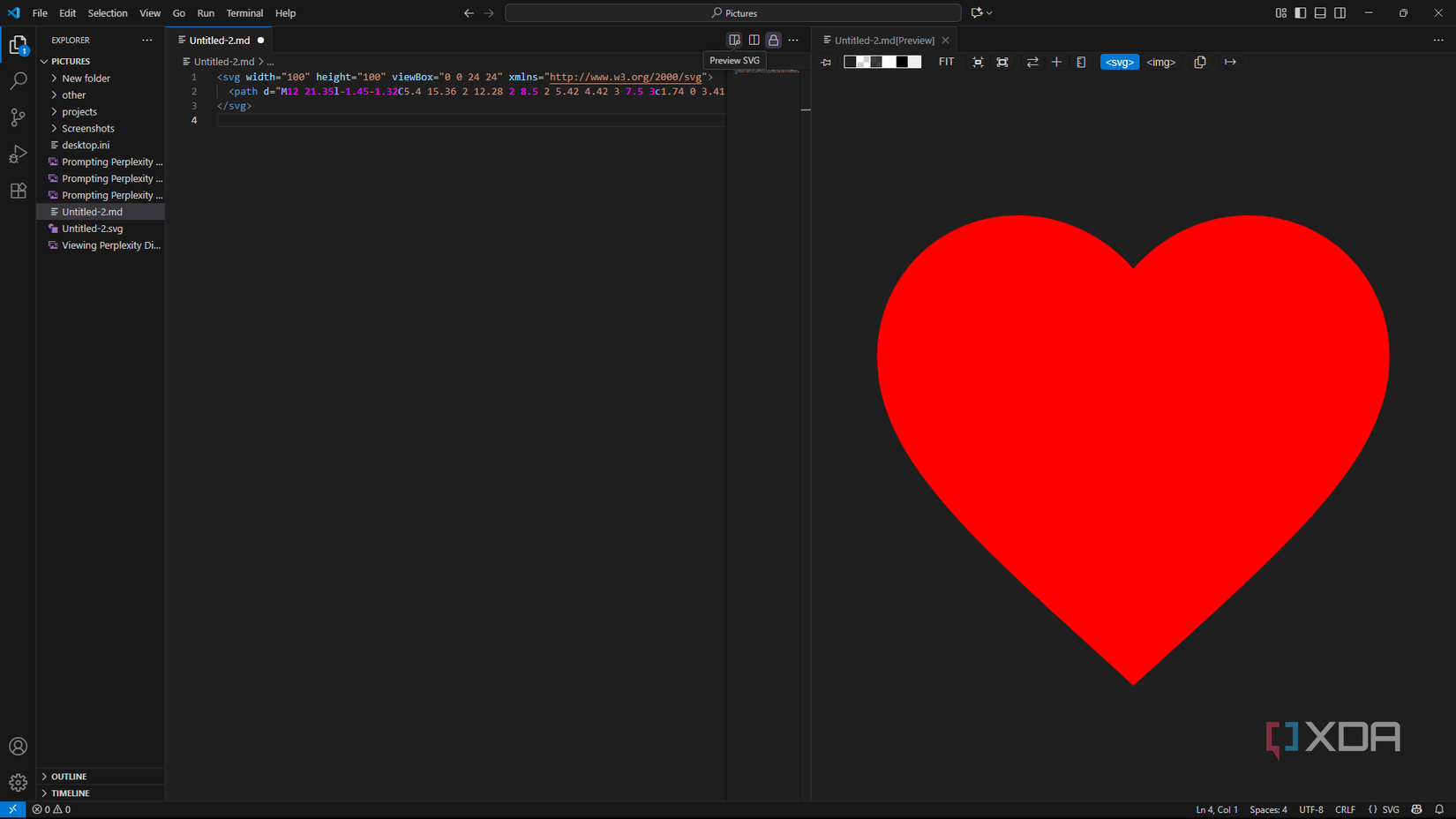 Viewing and editing SVG file in VSCode
