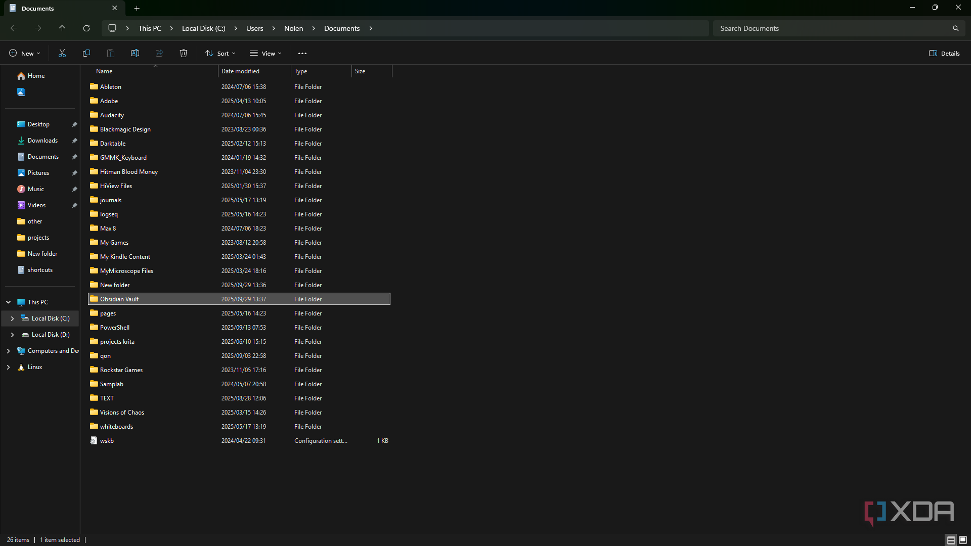 Viewing Obsidian vault in file explorer