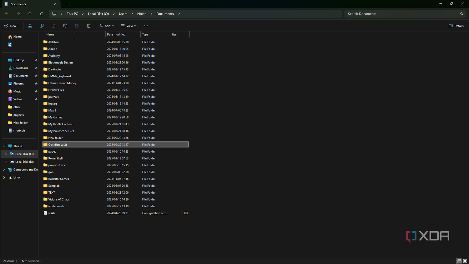 Viewing Obsidian vault in file explorer