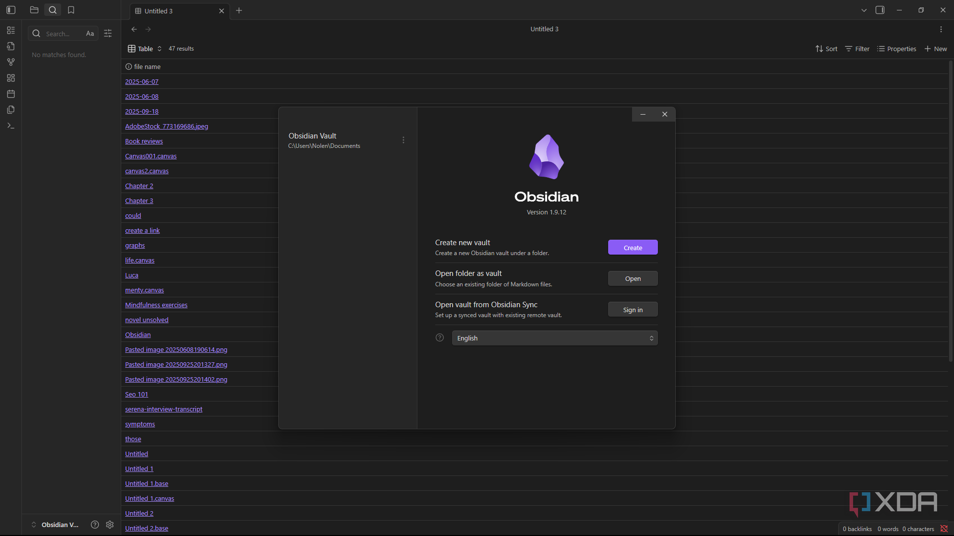Viewing Obsidian vault settings