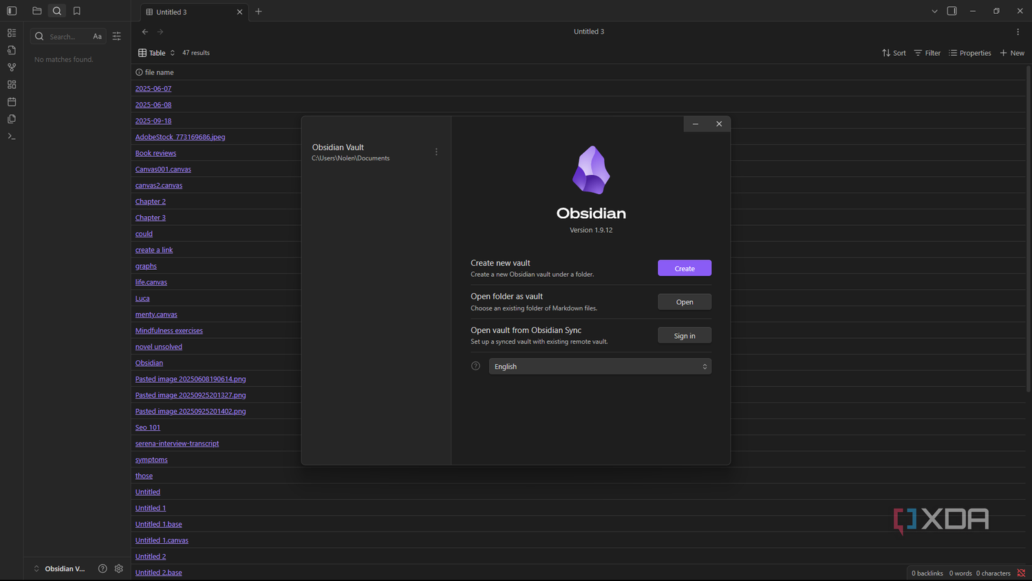 Viewing Obsidian vault settings