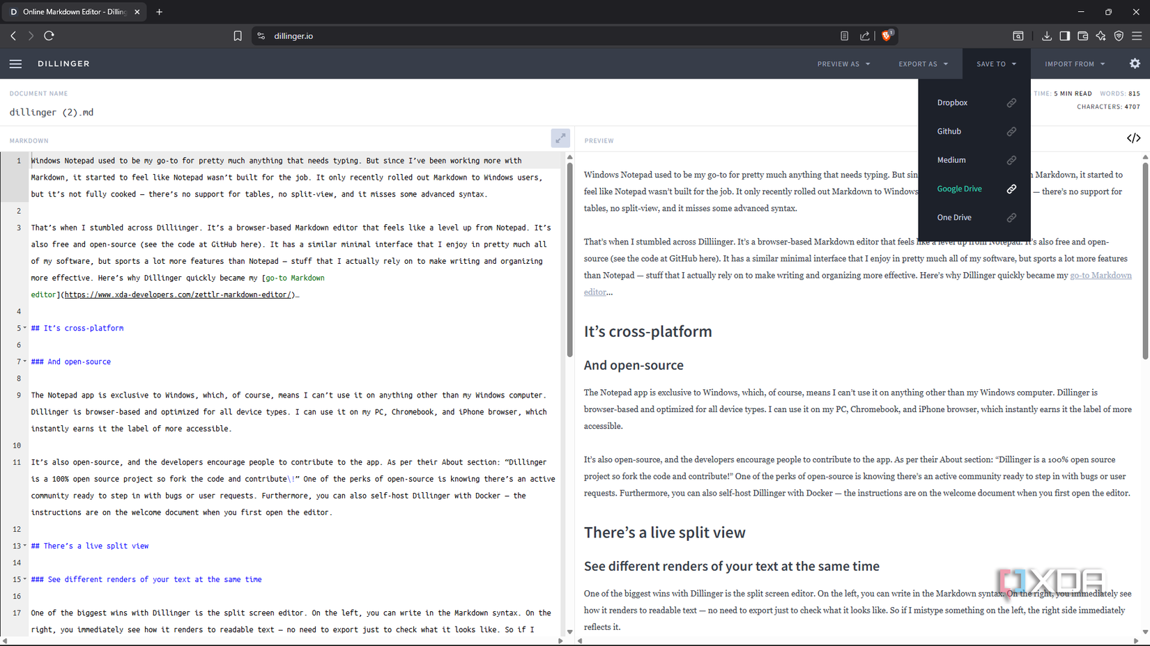 This free browser-based Markdown editor replaced Windows Notepad for me