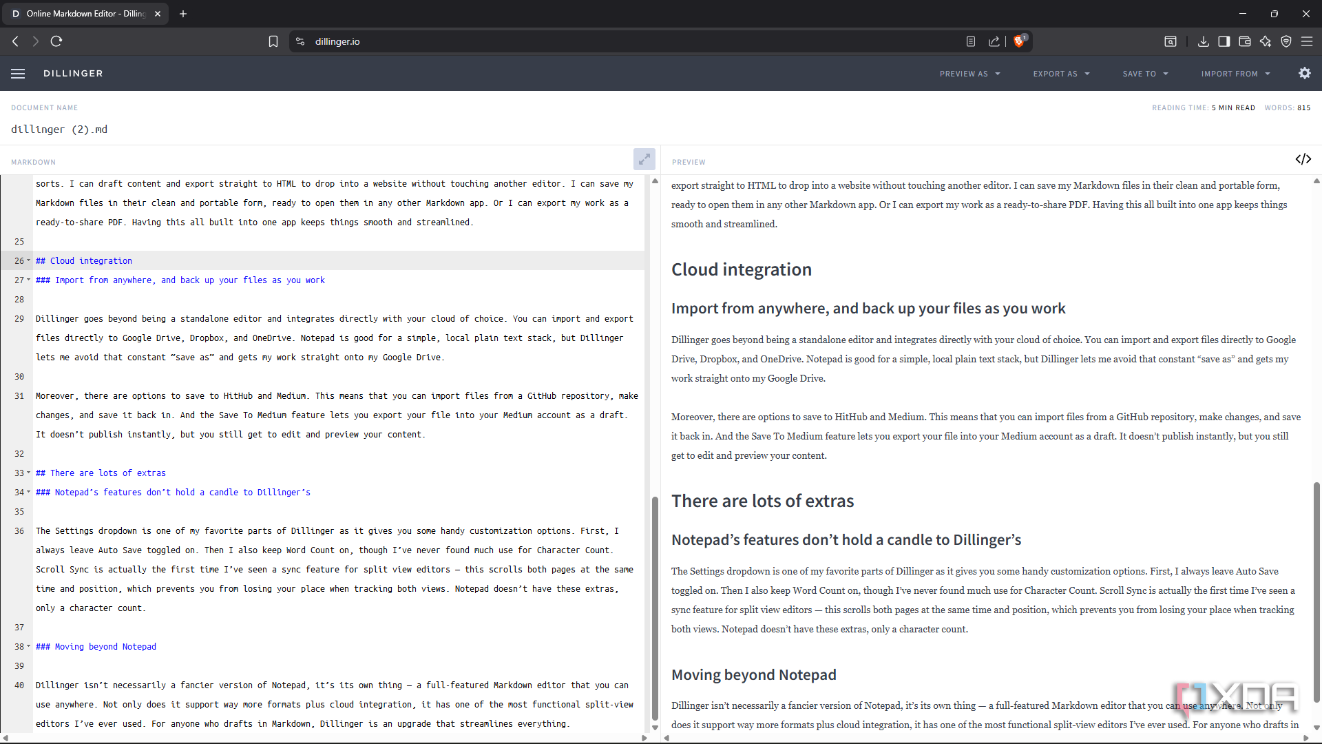 This free browser-based Markdown editor replaced Windows Notepad for me
